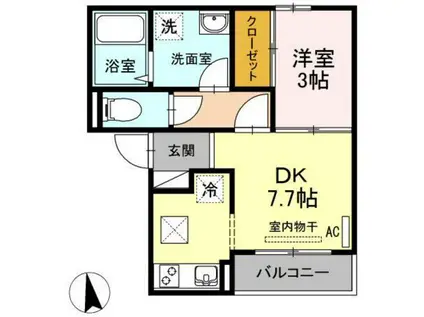 コスモ五日市(1DK/1階)の間取り写真