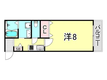 AILE甲東園(1K/1階)の間取り写真