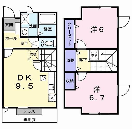 エトワール(2DK/1階)の間取り写真