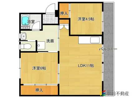ビレッジハウス佐賀第二1号棟(2LDK/2階)の間取り写真