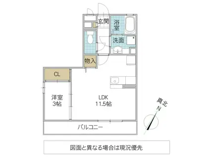 オーヴェル末広(1LDK/3階)の間取り写真