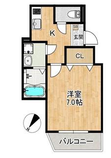 ALEGRIA姫路東(1K/2階)の間取り写真