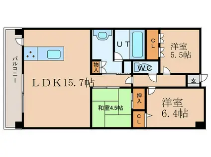 サーパスシティ野間大池公園(3LDK/9階)の間取り写真