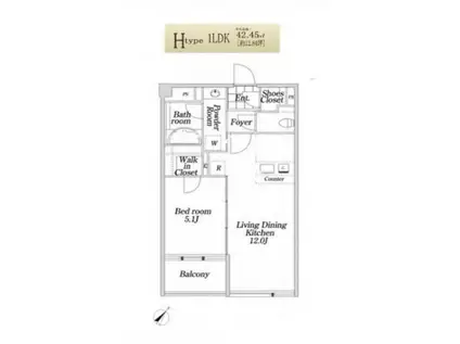 KDX大伝馬レジデンス(1LDK/4階)の間取り写真