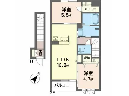 シャーメゾン田向(2LDK/2階)の間取り写真