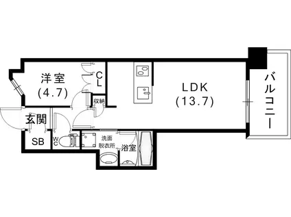 ワコーレシティ神戸元町(1LDK/3階)の間取り写真