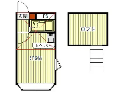 ベルピア北松戸第7(1K/2階)の間取り写真