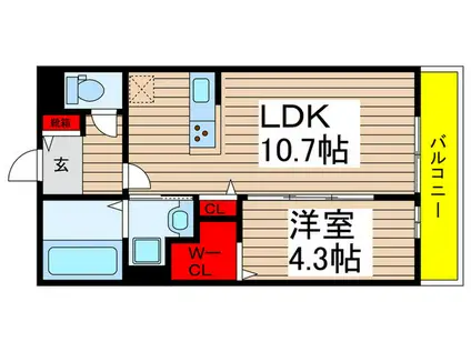 カーサ ボナール(1LDK/2階)の間取り写真