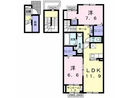 ナリワリ ハッタ(2LDK/3階)の間取り写真