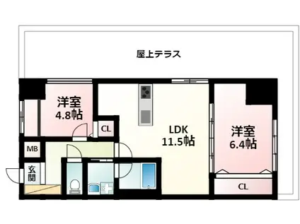 ルーエ江坂(2LDK/10階)の間取り写真