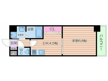 プレジオ中之島(1DK/2階)の間取り写真
