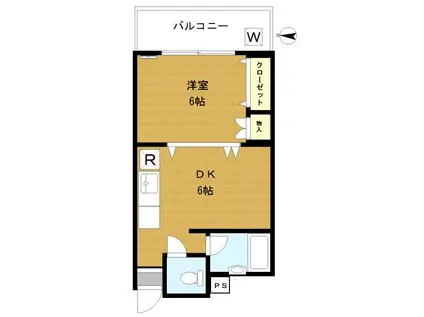 佐々木ビル(1DK/3階)の間取り写真