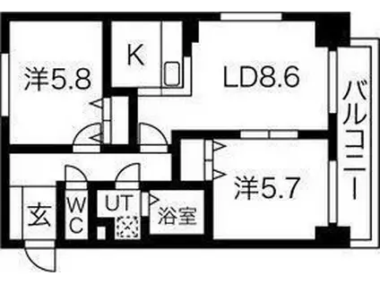 ヘルム21(2LDK/8階)の間取り写真