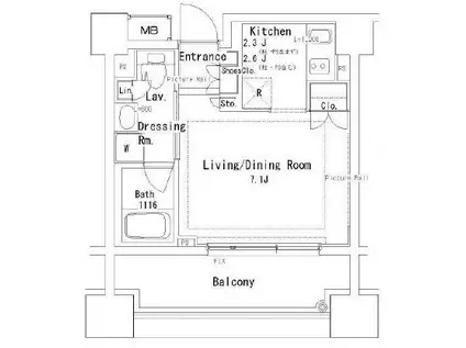 パークアクシス御茶ノ水ステージ(1K/12階)の間取り写真