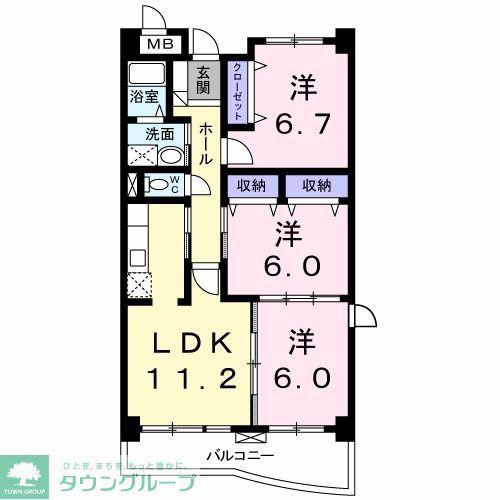 サンフィールド(3LDK/3階)の間取り写真