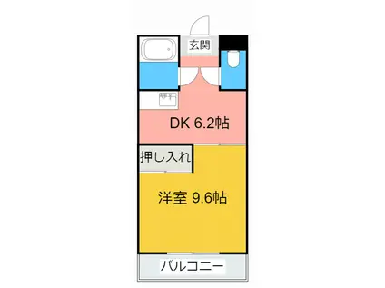 名鉄三河線 刈谷市駅 徒歩7分 4階建 築36年(1DK/3階)の間取り写真