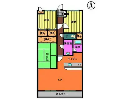 レジデンス八幡(3LDK/4階)の間取り写真