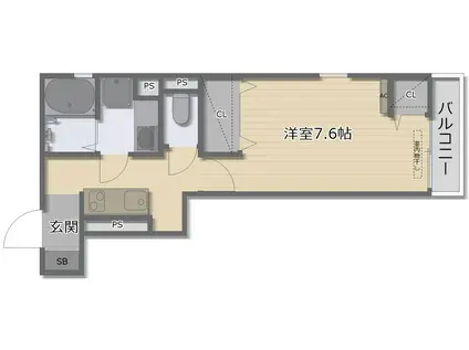 ヴィーブル阿倍野ウエスト(1K/2階)の間取り写真