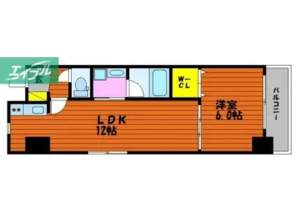 ガーデン富田町(1LDK/9階)の間取り写真