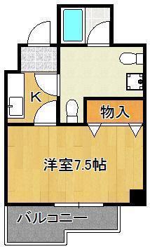 ボヌール三萩野(1K/3階)の間取り写真