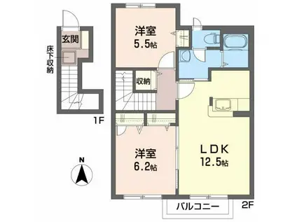 CASA MAI 星(2LDK/2階)の間取り写真