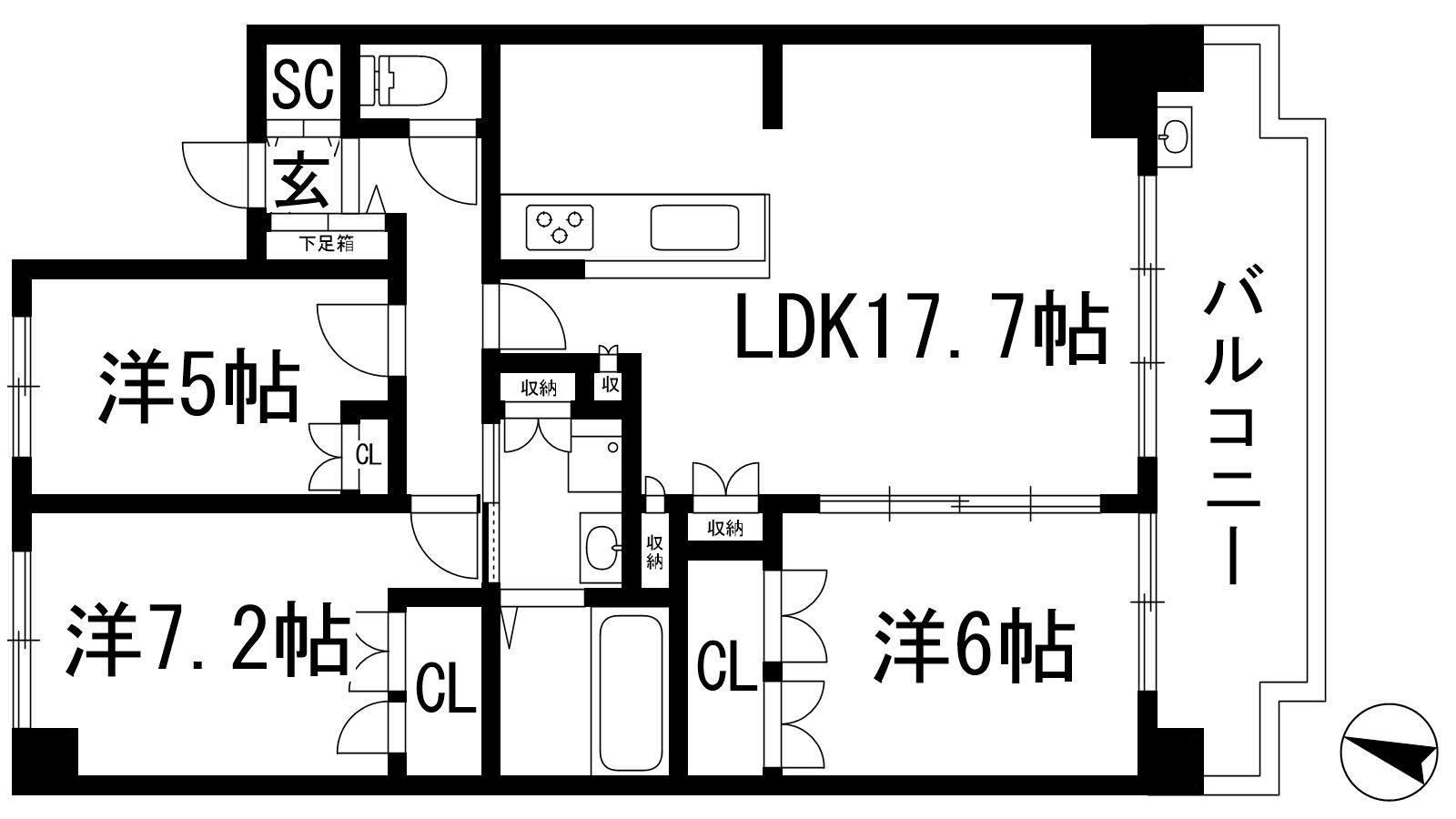ザ・ライオンズ池田C棟(3LDK/2階)の間取り写真