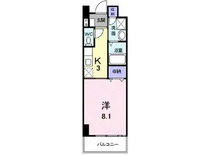 シューテル宝町(1K/3階)の間取り写真