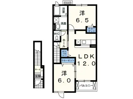 サンライズ(2LDK/2階)の間取り写真
