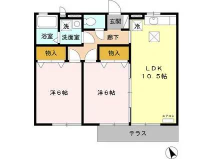 リヴェール文(2LDK/1階)の間取り写真