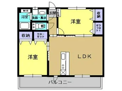ボナール霧島(2LDK/1階)の間取り写真