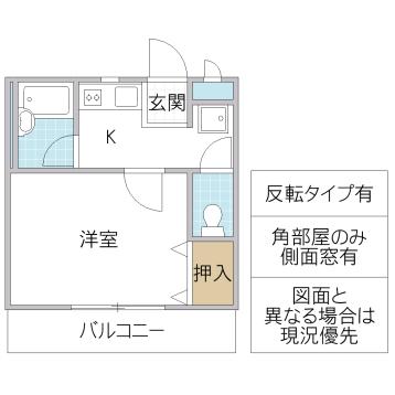グランパルAZ-III(1K/1階)の間取り写真