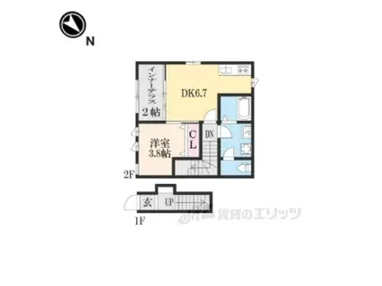 コンフォール横木2(1DK/2階)の間取り写真