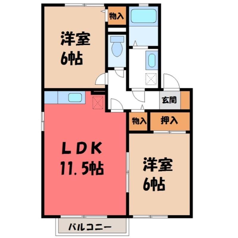 グレイスI(2LDK/1階)の間取り写真