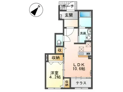 ボヌール ドラコ(1LDK/1階)の間取り写真