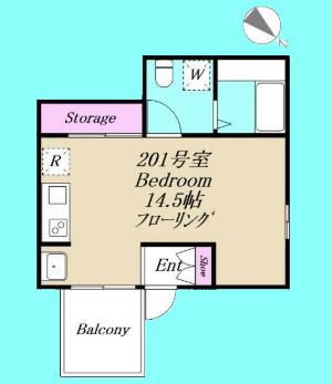 GLOSS TERRACE(ワンルーム/2階)の間取り写真