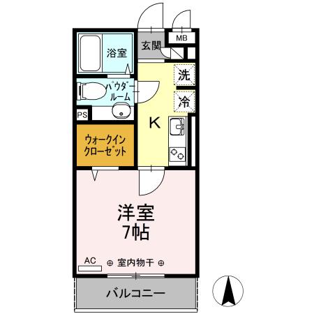 ベルソス高倉 A(1K/2階)の間取り写真