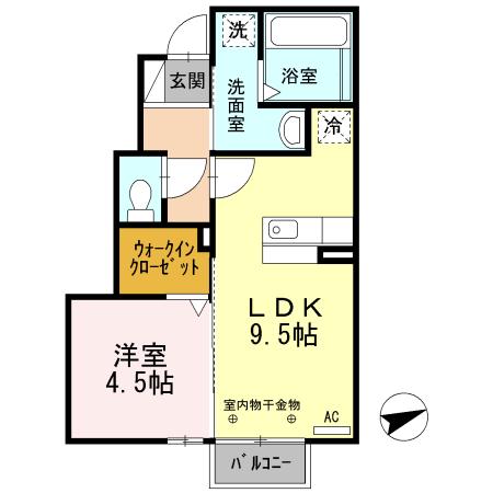 SEYNY島田(1LDK/1階)の間取り写真