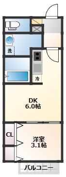 ルミナ旭ヶ丘(1DK/2階)の間取り写真