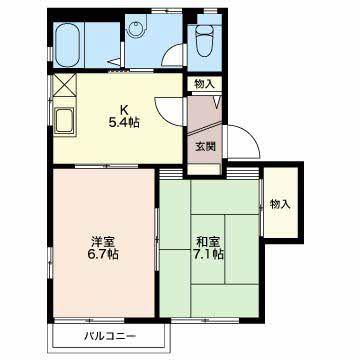 サンパレス・並柳B(2K/1階)の間取り写真