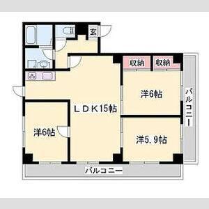 コーポ茶屋(3LDK/3階)の間取り写真
