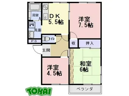 グリーンヴィラ吉村(3DK/1階)の間取り写真