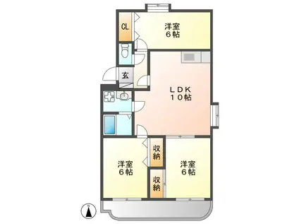 セントラルハイツ(3LDK/3階)の間取り写真