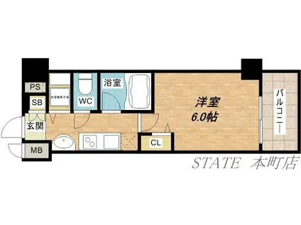 アドバンス大阪城レガーレ(1K/3階)の間取り写真