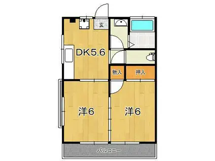 丸野興産ビル(2DK/2階)の間取り写真