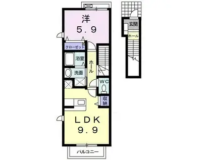サンメゾンI(1LDK/2階)の間取り写真