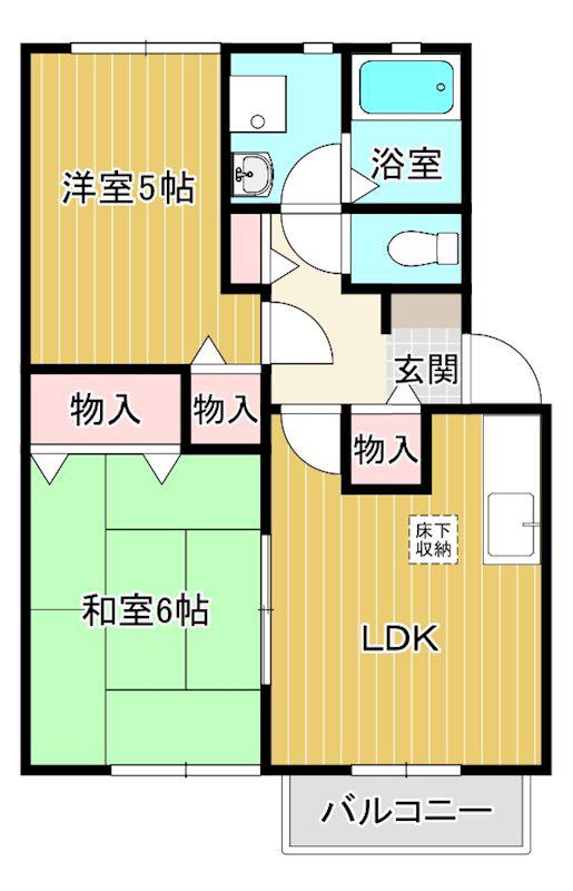 アーバンハイツ セゾン E棟(2DK/1階)の間取り写真