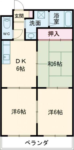 ラブリー三笠A棟(3DK/4階)の間取り写真
