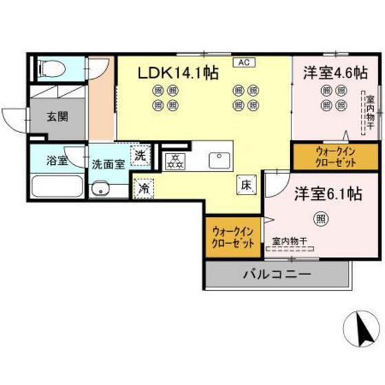 グランシャリオ(2LDK/1階)の間取り写真