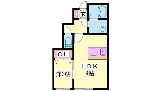 モスフロックス野村(1LDK/1階)の間取り写真