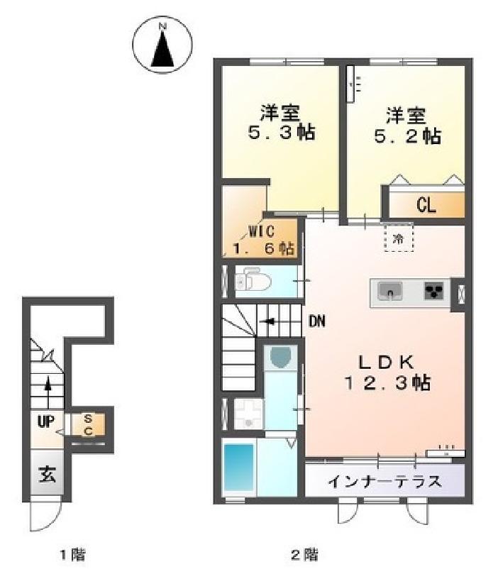 グレーシア(2LDK/2階)の間取り写真